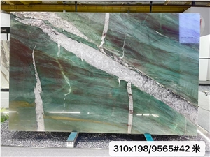 Patek Philippe Green Crystal Quartzite Slabs For Wall Decor
