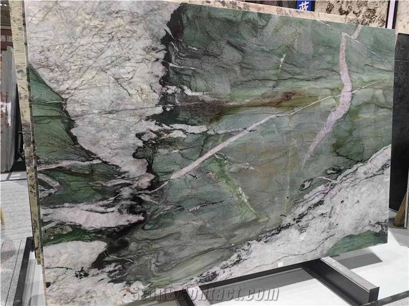 Patek Philippe Green Crystal Quartzite Slabs For Wall Decor
