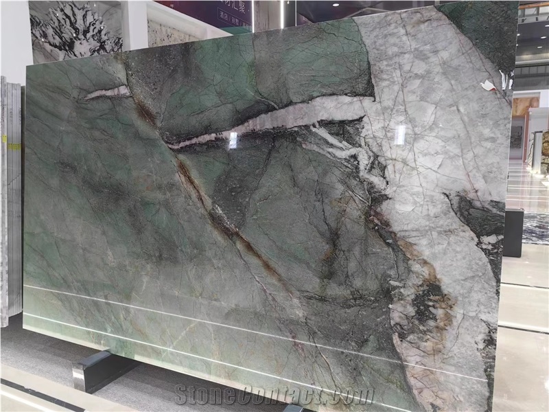 Patek Philippe Green Crystal Quartzite Slabs For Wall Decor