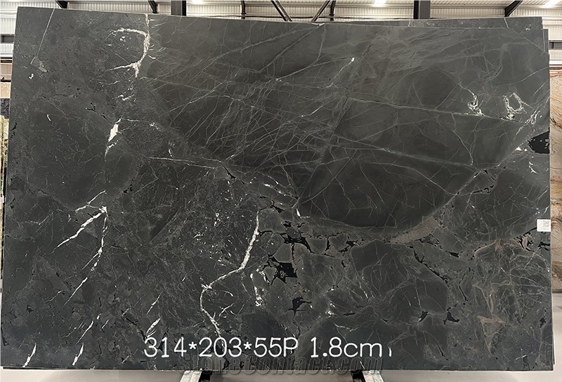 Negresco Black Quartzite Slab Leathered Finish