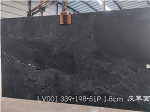 Negresco Black Quartzite Slab Leathered Finish