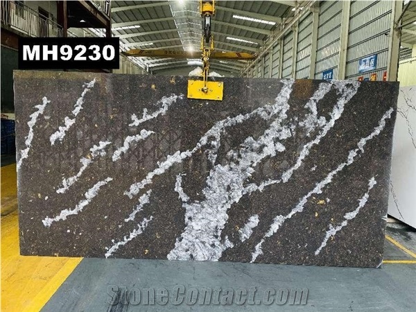 Optimustone Black Quartz Slabs,Black Engineered Marble