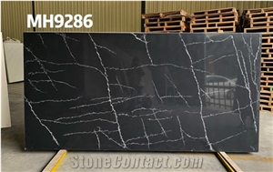Optimustone Black Quartz Slabs,Black Engineered Marble