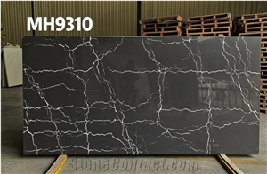 Optimustone Black Quartz Slabs,Black Engineered Marble