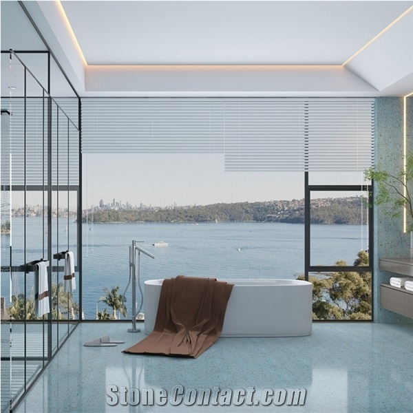 Optimustone Blue Terrazzo Wall Floor,Regenereted Stone Slab
