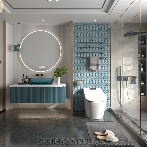 Optimustone Blue Terrazzo Wall Floor,Regenereted Stone Slab