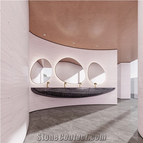 White Wood Inorganic Travertine  Optimustone Artificial Slab