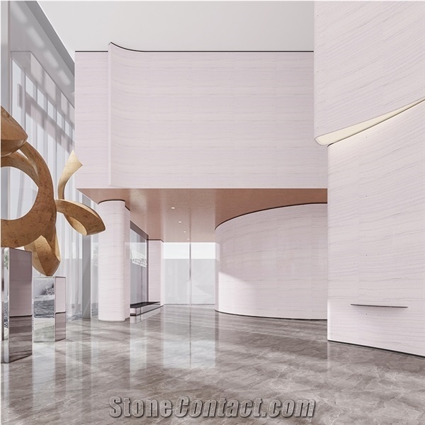 White Wood Inorganic Travertine  Optimustone Artificial Slab