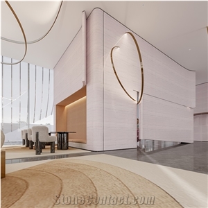 White Wood Inorganic Travertine  Optimustone Artificial Slab