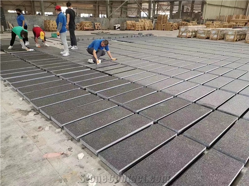 Londra Black G654 Granite Flamed Brushed Thick Slabs