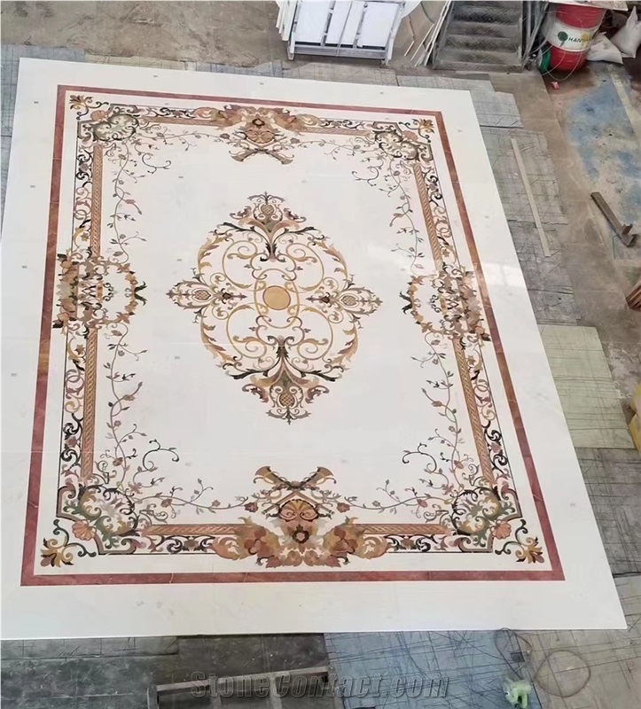 Natural Marble Hotel Lobby Waterjet Square Medallions