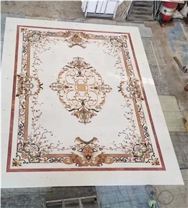 Natural Marble Hotel Lobby Waterjet Square Medallions