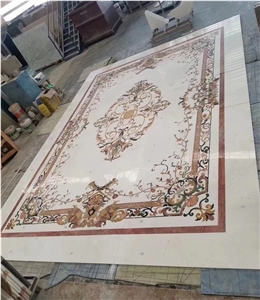 Natural Marble Hotel Lobby Waterjet Square Medallions