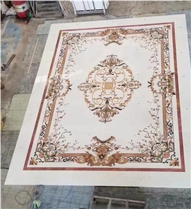 Natural Marble Hotel Lobby Waterjet Square Medallions