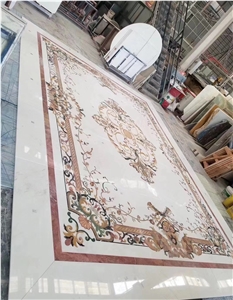 Natural Marble Hotel Lobby Waterjet Square Medallions