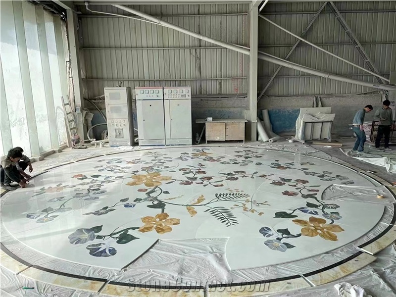 Waterjet Marble Medallion For Hotel Lobby, Round Medallions
