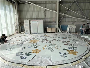 Waterjet Marble Medallion For Hotel Lobby, Round Medallions