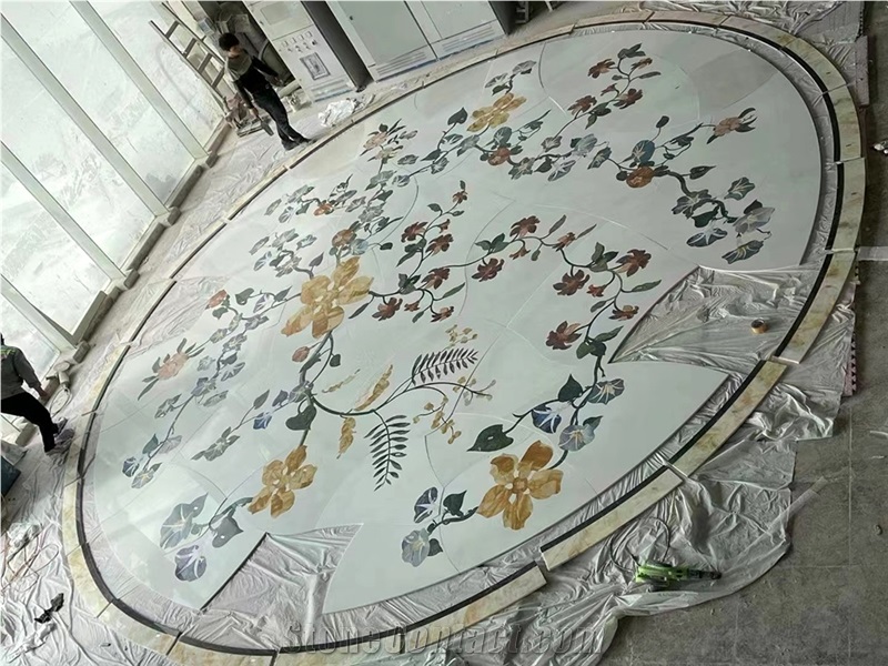 Waterjet Marble Medallion For Hotel Lobby, Round Medallions