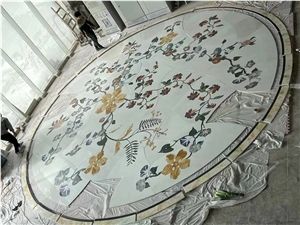 Waterjet Marble Medallion For Hotel Lobby, Round Medallions