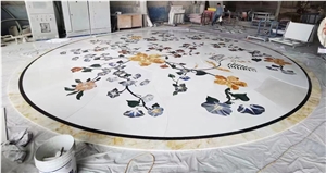 Waterjet Marble Medallion For Hotel Lobby, Round Medallions
