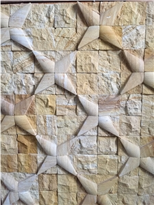 CNC Carved 3D Sandstone Mosaic Wall Cladding