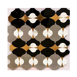 Black Mosaic Natural Stone Marble Floor And Wall Tile