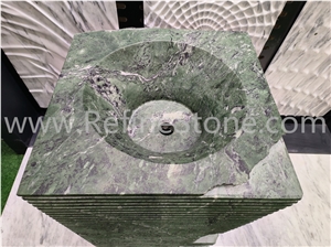 Natural Red Marble Hands Free Hand Sink With Pedestal Base