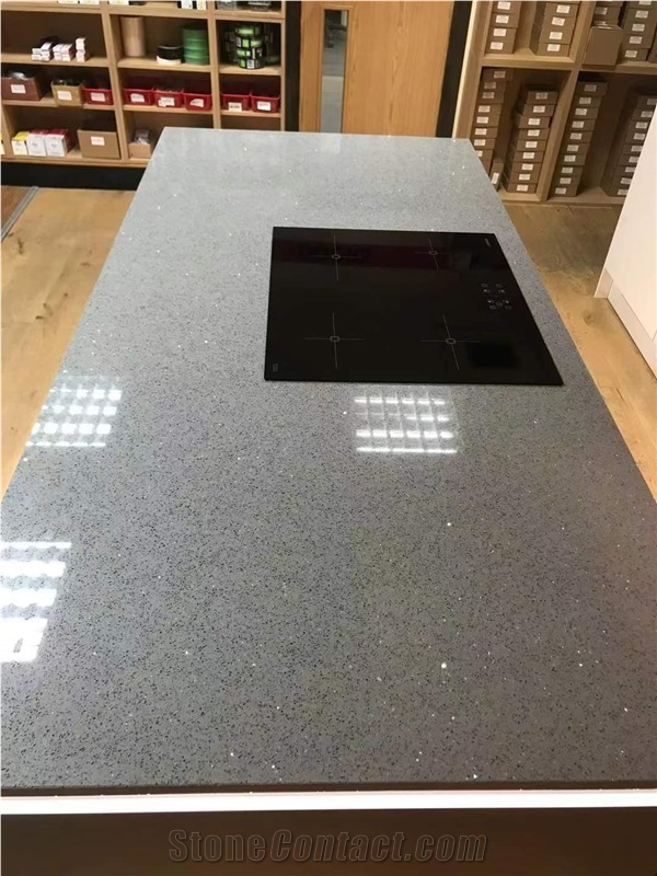 Sparkle Grey Crystal Quartz Slab