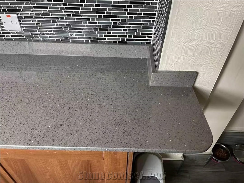 Sparkle Grey Crystal Quartz Slab