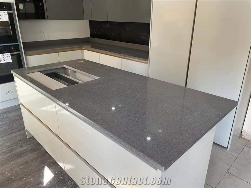 Sparkle Grey Crystal Quartz Slab