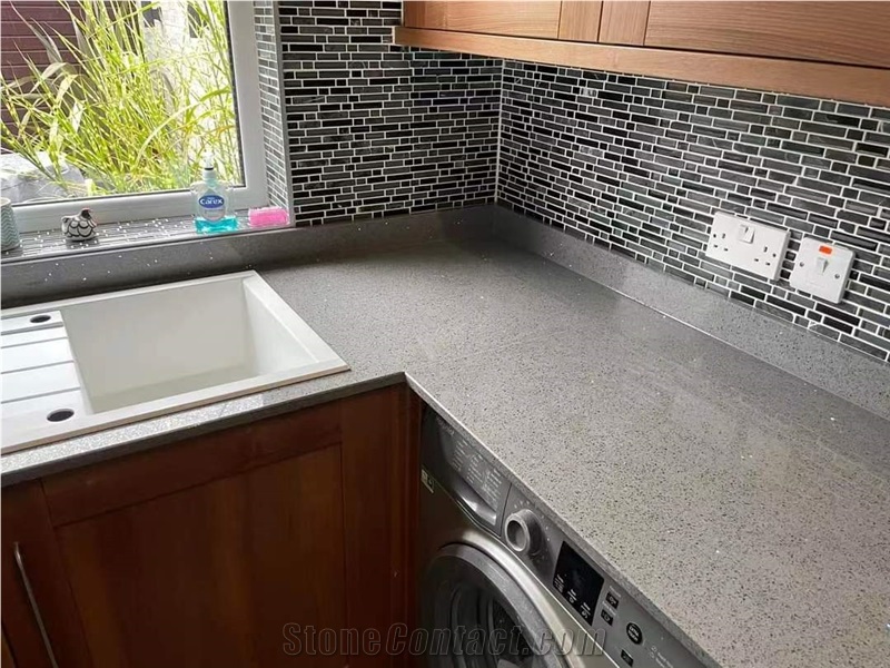 Sparkle Grey Crystal Quartz Slab