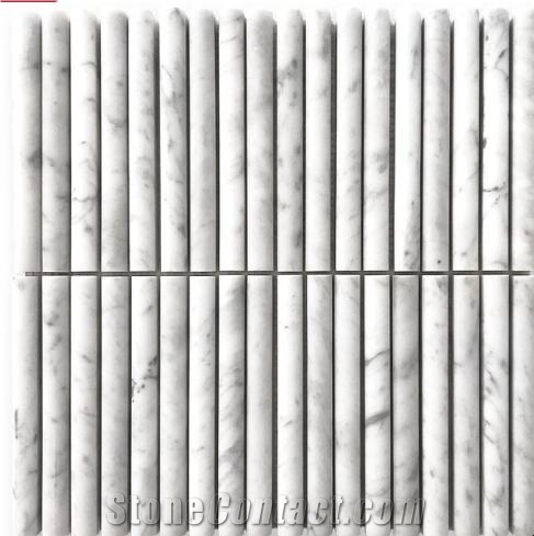 Carrara Honed Flute Mosaic  Tiles