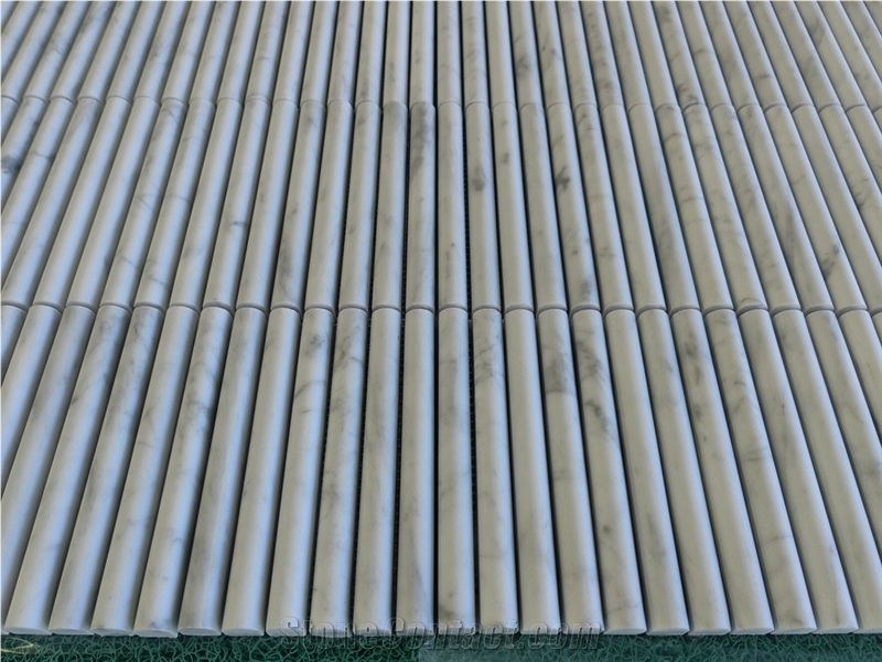 Carrara Honed Flute Mosaic  Tiles