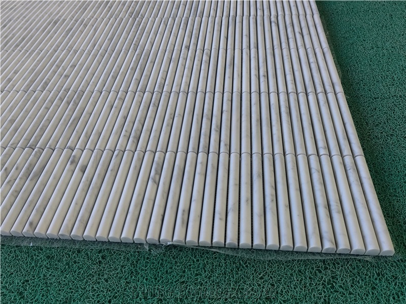 Carrara Honed Flute Mosaic  Tiles