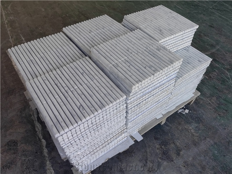 Carrara Honed Flute Mosaic  Tiles