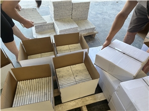Carrara Honed Flute Mosaic  Tiles