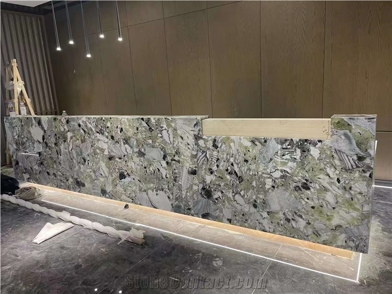 Cold Jade Marble Reception Countertop