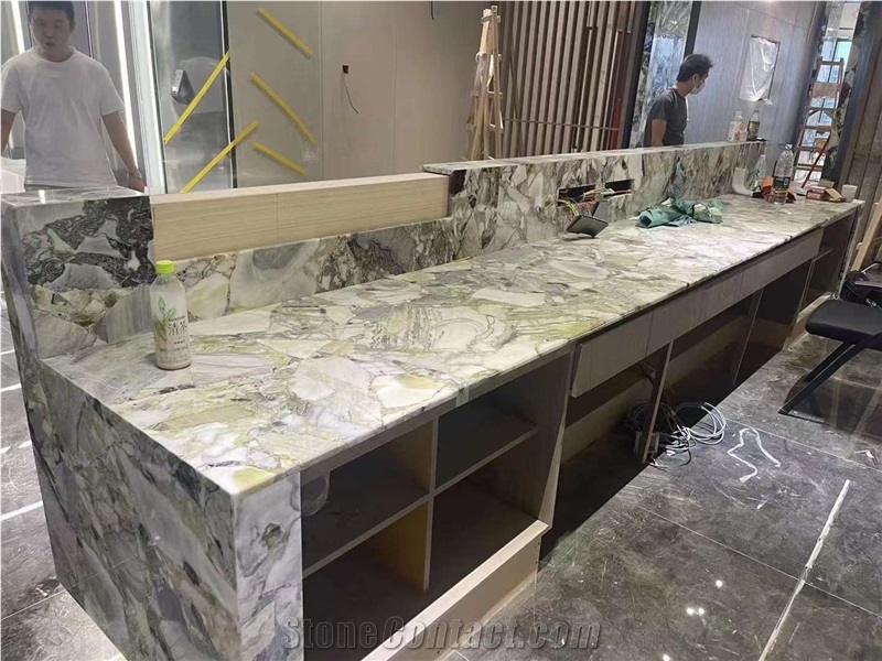 Cold Jade Marble Reception Countertop