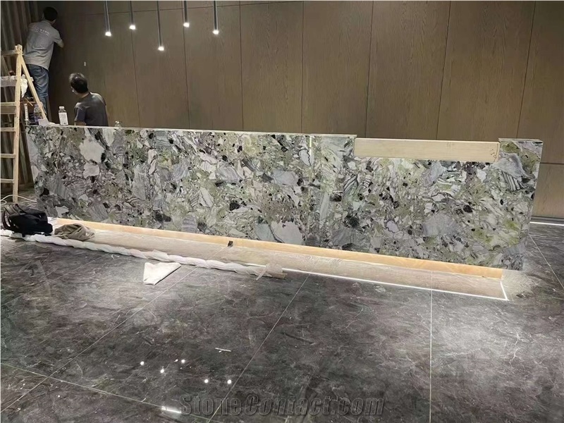 Cold Jade Marble Reception Countertop