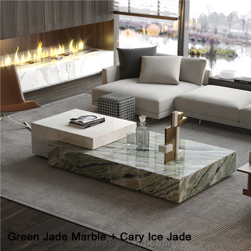 Customizable Natural Marble Ancient Wooden Marble Tea Table
