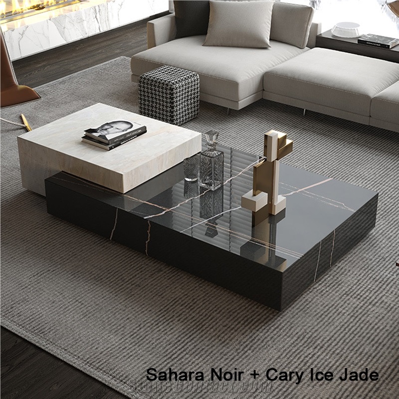 Customizable Natural Marble Ancient Wooden Marble Tea Table