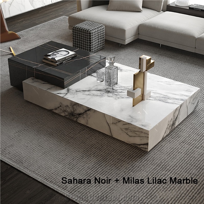 Customizable Natural Marble Ancient Wooden Marble Tea Table