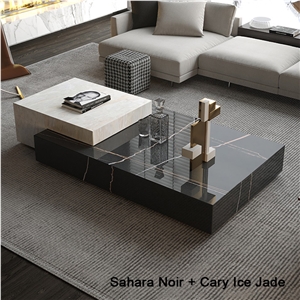 Customizable Natural Marble Sahara Noir Marble Tea Table