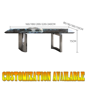 Customization Luxury Stone Labradorite Granite Dinner Table