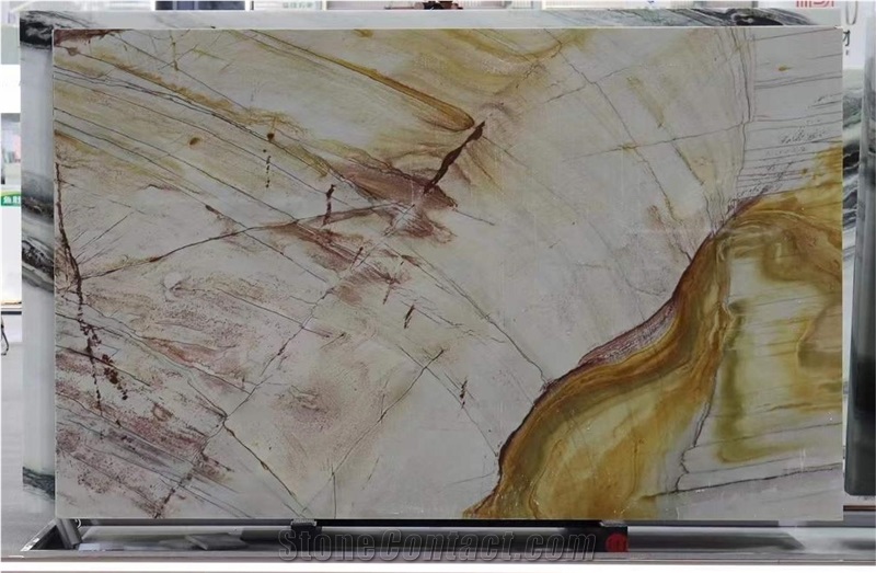 Fusion Gold Quartzite Slab For Home Decoration