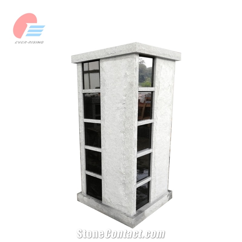 20 Niche Grey Granite Square Columbarium With Pitched Sides