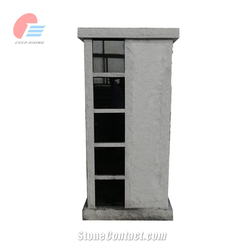 20 Niche Grey Granite Square Columbarium With Pitched Sides