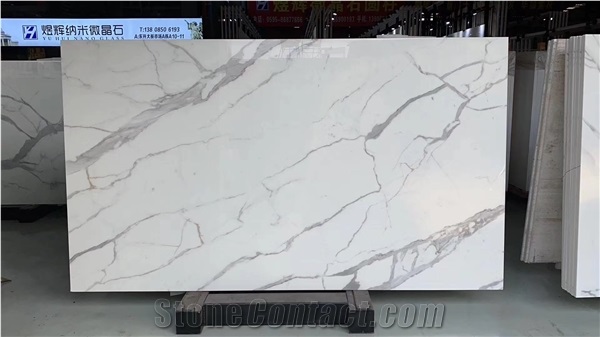 Nano Glass Stone Calacatta White Crystallized Slab
