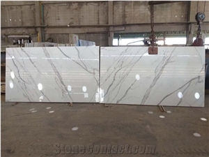 Nano Glass Stone Calacatta White Crystallized Slab