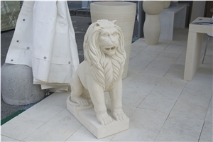 Leone - Pietra Leccese Stone Carved Lion Sculpture